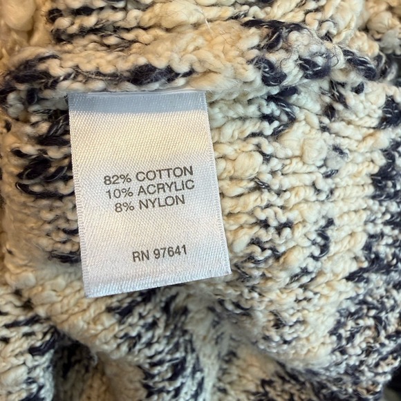 J Jill Chunky Knit Sweater Women's XL Cream Navy Long Sleeve Stretch Soft Warm - Picture 7 of 11